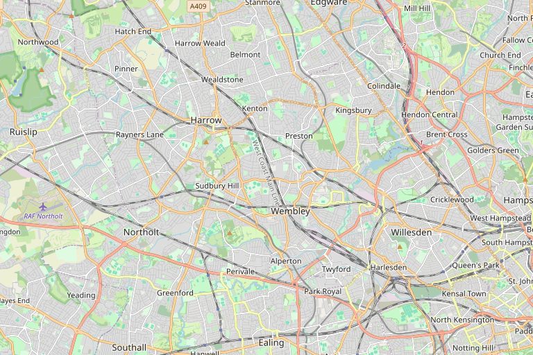 Map of Harrow and the surrounding area